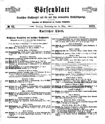 Börsenblatt für den deutschen Buchhandel Donnerstag 14. März 1872