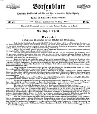 Börsenblatt für den deutschen Buchhandel Samstag 30. März 1872
