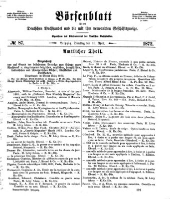 Börsenblatt für den deutschen Buchhandel Dienstag 16. April 1872