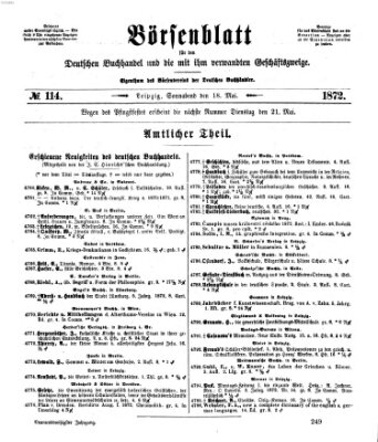 Börsenblatt für den deutschen Buchhandel Samstag 18. Mai 1872