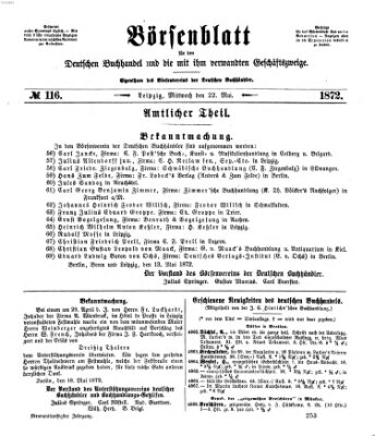 Börsenblatt für den deutschen Buchhandel Mittwoch 22. Mai 1872