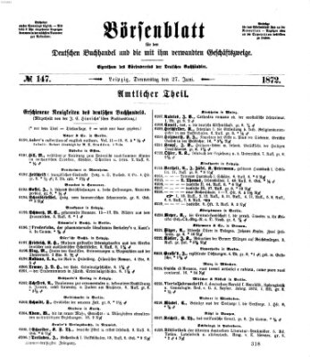 Börsenblatt für den deutschen Buchhandel Donnerstag 27. Juni 1872