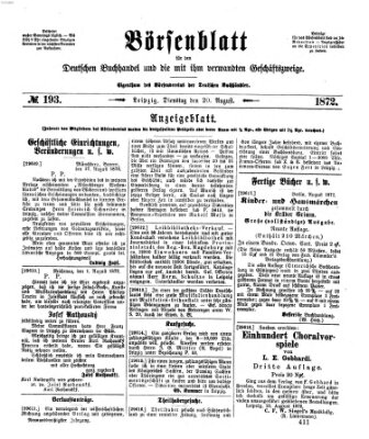 Börsenblatt für den deutschen Buchhandel Dienstag 20. August 1872