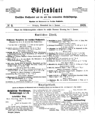 Börsenblatt für den deutschen Buchhandel Samstag 4. Januar 1873
