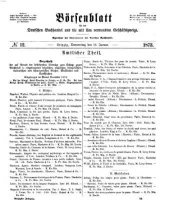 Börsenblatt für den deutschen Buchhandel Donnerstag 16. Januar 1873