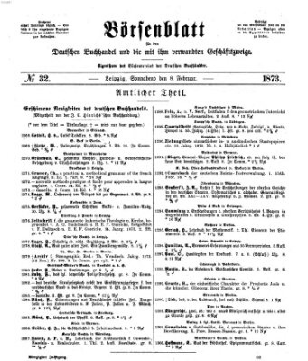 Börsenblatt für den deutschen Buchhandel Samstag 8. Februar 1873