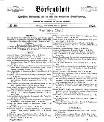 Börsenblatt für den deutschen Buchhandel Samstag 15. Februar 1873