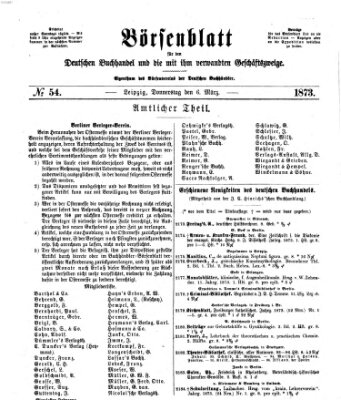 Börsenblatt für den deutschen Buchhandel Donnerstag 6. März 1873
