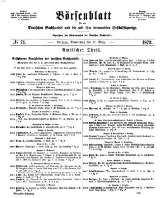 Börsenblatt für den deutschen Buchhandel Donnerstag 27. März 1873