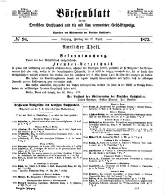 Börsenblatt für den deutschen Buchhandel Freitag 25. April 1873