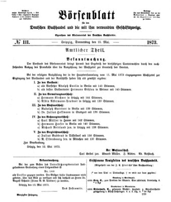 Börsenblatt für den deutschen Buchhandel Donnerstag 15. Mai 1873