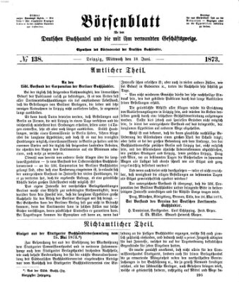 Börsenblatt für den deutschen Buchhandel Mittwoch 18. Juni 1873