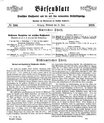 Börsenblatt für den deutschen Buchhandel Mittwoch 25. Juni 1873