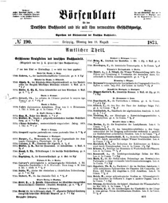 Börsenblatt für den deutschen Buchhandel Montag 18. August 1873