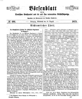 Börsenblatt für den deutschen Buchhandel Mittwoch 20. August 1873