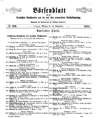 Börsenblatt für den deutschen Buchhandel Montag 22. September 1873