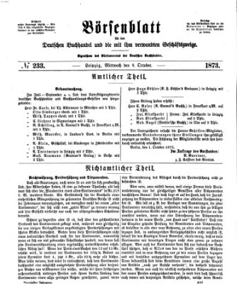 Börsenblatt für den deutschen Buchhandel Mittwoch 8. Oktober 1873