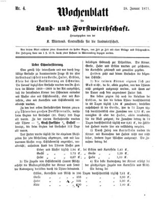 Wochenblatt für Land- und Forstwirthschaft Samstag 28. Januar 1871