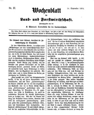 Wochenblatt für Land- und Forstwirthschaft Samstag 14. September 1872
