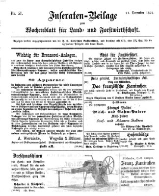 Wochenblatt für Land- und Forstwirthschaft Samstag 21. Dezember 1872
