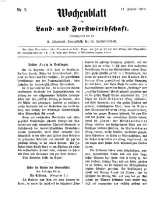 Wochenblatt für Land- und Forstwirthschaft Samstag 11. Januar 1873