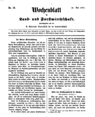 Wochenblatt für Land- und Forstwirthschaft Samstag 10. Mai 1873