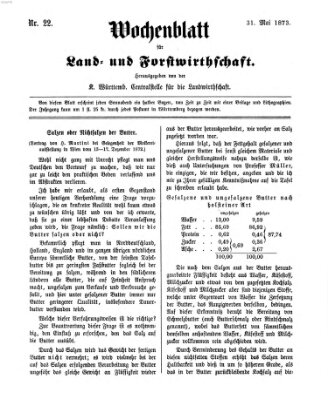 Wochenblatt für Land- und Forstwirthschaft Samstag 31. Mai 1873