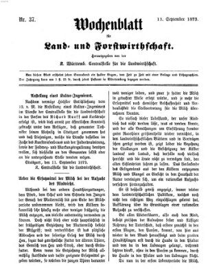 Wochenblatt für Land- und Forstwirthschaft Samstag 13. September 1873