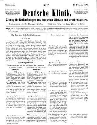 Deutsche Klinik Samstag 18. Februar 1871