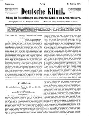 Deutsche Klinik Samstag 25. Februar 1871