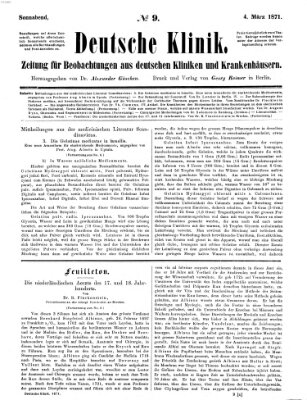 Deutsche Klinik Samstag 4. März 1871