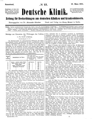 Deutsche Klinik Samstag 18. März 1871