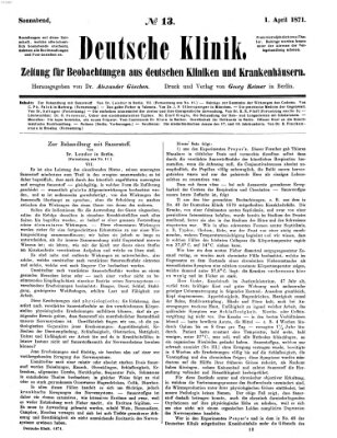 Deutsche Klinik Samstag 1. April 1871