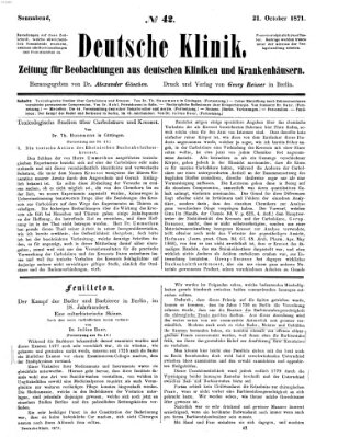 Deutsche Klinik Samstag 21. Oktober 1871