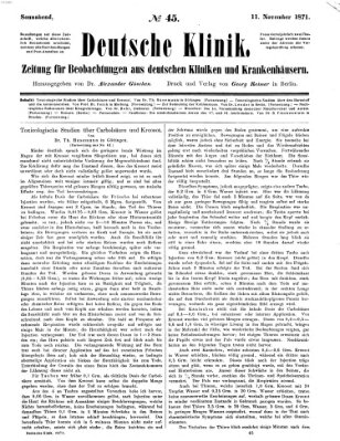 Deutsche Klinik Samstag 11. November 1871