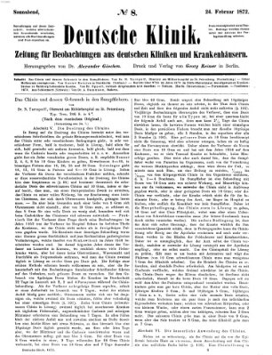 Deutsche Klinik Samstag 24. Februar 1872