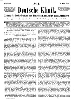 Deutsche Klinik Samstag 6. April 1872