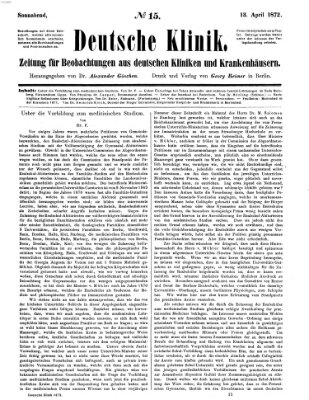 Deutsche Klinik Samstag 13. April 1872