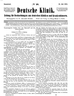 Deutsche Klinik Samstag 13. Juli 1872