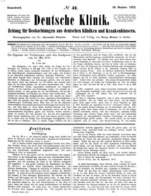 Deutsche Klinik Samstag 19. Oktober 1872