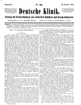Deutsche Klinik Samstag 26. Oktober 1872