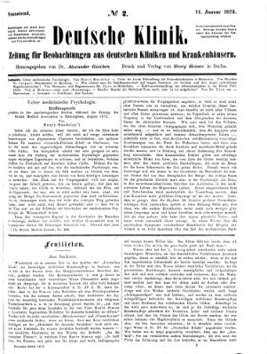 Deutsche Klinik Samstag 11. Januar 1873