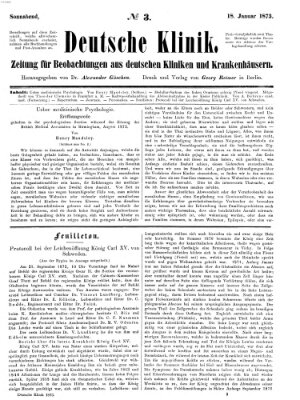 Deutsche Klinik Samstag 18. Januar 1873