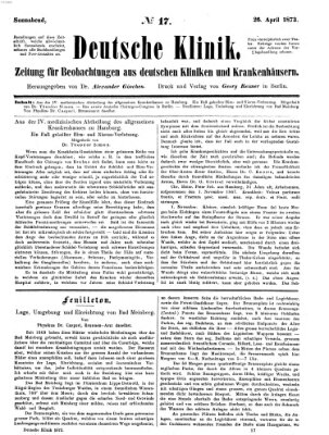 Deutsche Klinik Samstag 26. April 1873