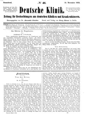 Deutsche Klinik Samstag 15. November 1873