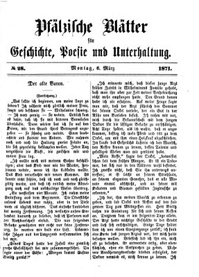 Pfälzische Blätter für Geschichte, Poesie und Unterhaltung (Zweibrücker Wochenblatt) Montag 6. März 1871