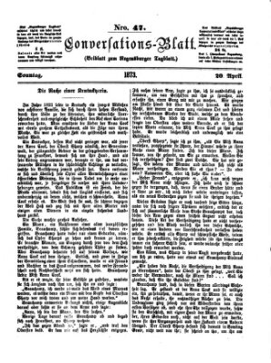 Regensburger Conversations-Blatt (Regensburger Tagblatt) Sonntag 20. April 1873