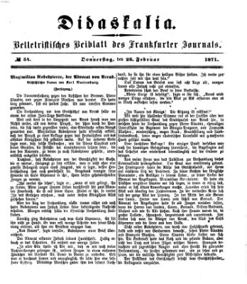 Didaskalia Donnerstag 23. Februar 1871