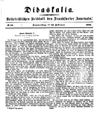 Didaskalia Donnerstag 22. Februar 1872