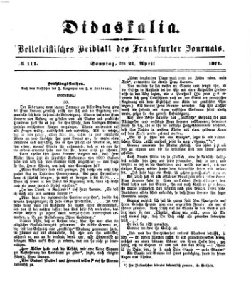 Didaskalia Sonntag 21. April 1872